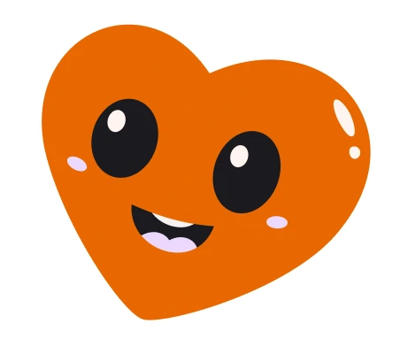 An image of a cartoony, happy heart