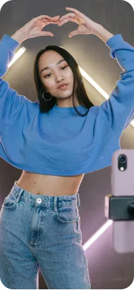 Girl with a blue top